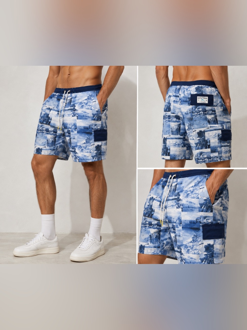 Tommy Bahama Blue Photo-Block Swim Trunks